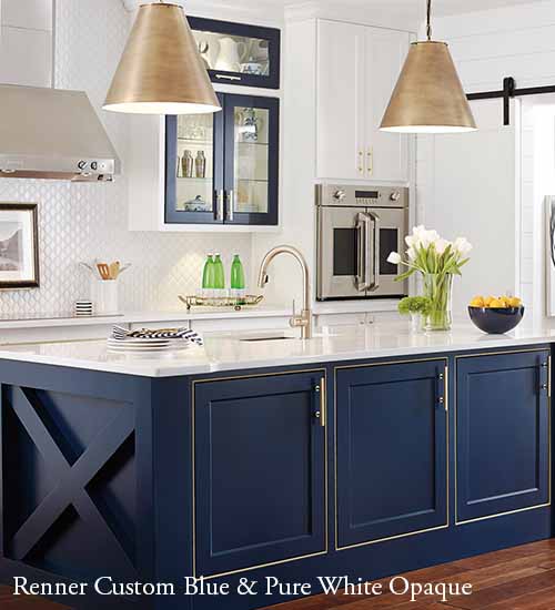 Renner Island Cabinets in Blue Lagoon Opaque